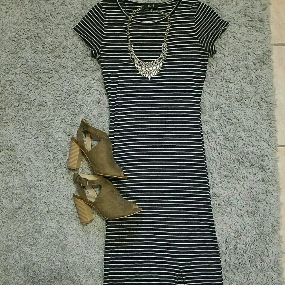 Black and White Striped Bodycon Dress